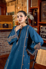 BrandsInn-2PIECE DHANAK EMBROIDERED SHIRT WITH DHANAK EMB SLEEVES-BI-15030