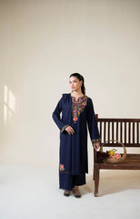 BrandsInn-3PC DHANAK EMBROIDERED SHIRT WITH DHANAK EMBROIDERED SHAWL AND TROUSER-BI-5048