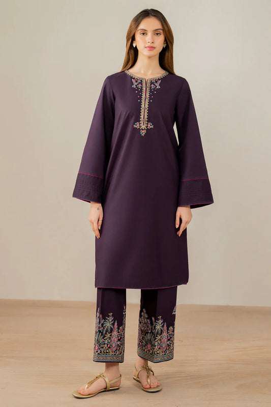 BrandsInn-2PC DHANAK EMBROIDERED SHIRT & EMBROIDERED TROUSER-BI-4149