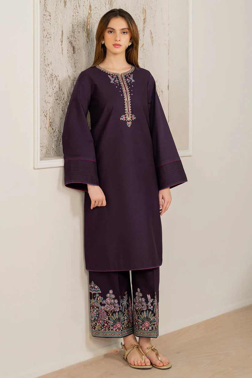 BrandsInn-2PC DHANAK EMBROIDERED SHIRT & EMBROIDERED TROUSER-BI-4149