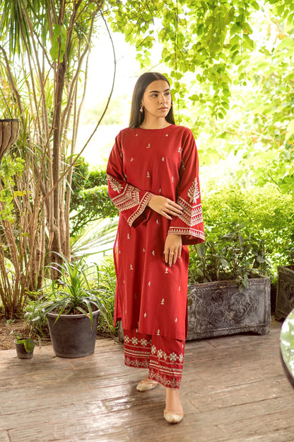 BrandsInn-2PC DHANAK EMBROIDERED SHIRT AND EMBROIDRED TROUSER-BI-131