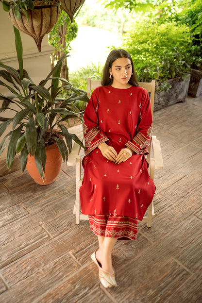 BrandsInn-2PC DHANAK EMBROIDERED SHIRT AND EMBROIDRED TROUSER-BI-131