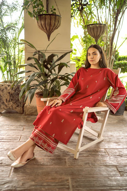 BrandsInn-2PC DHANAK EMBROIDERED SHIRT AND EMBROIDRED TROUSER-BI-131