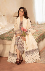 BrandsInn-3PC DHANAK EMBROIDERED SHIRT WITH DHANAK EMBROIDERED SHAWL AND EMB TROUSER-BI-5153