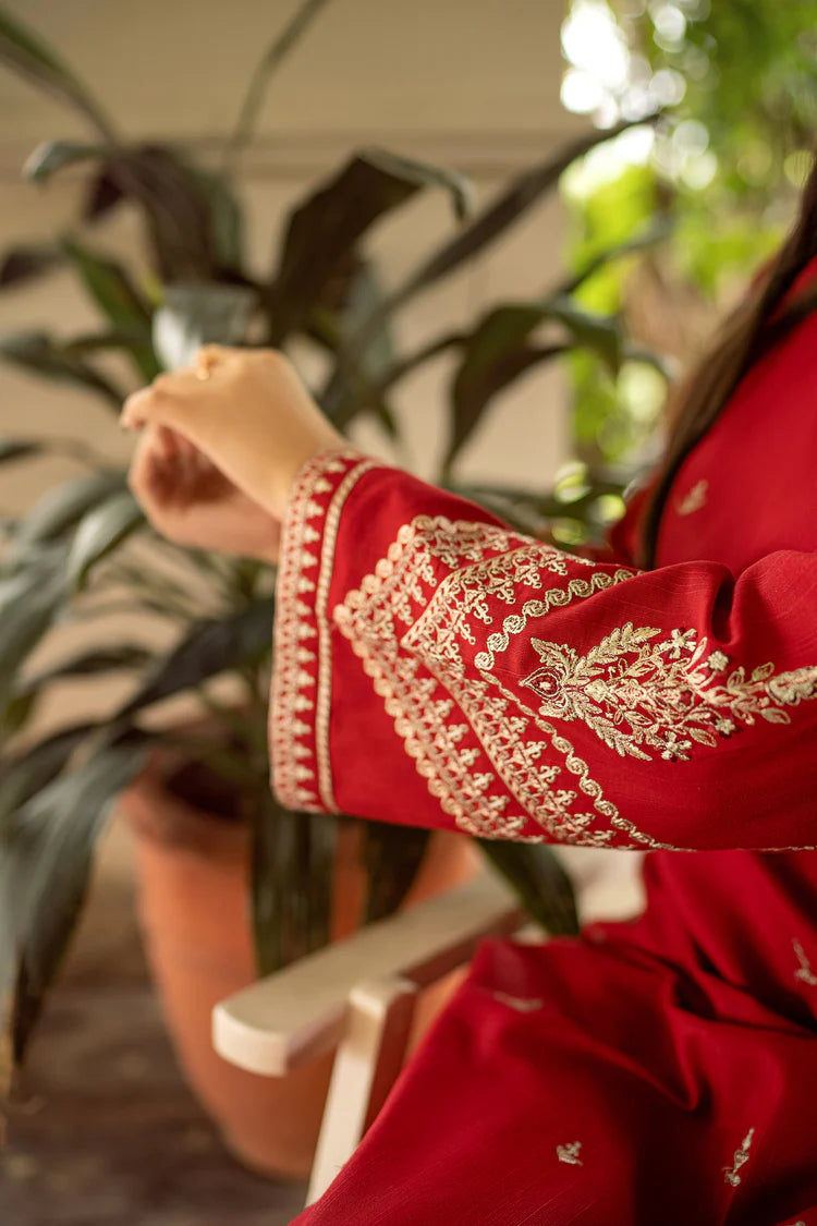 BrandsInn-2PC DHANAK EMBROIDERED SHIRT AND EMBROIDRED TROUSER-BI-131
