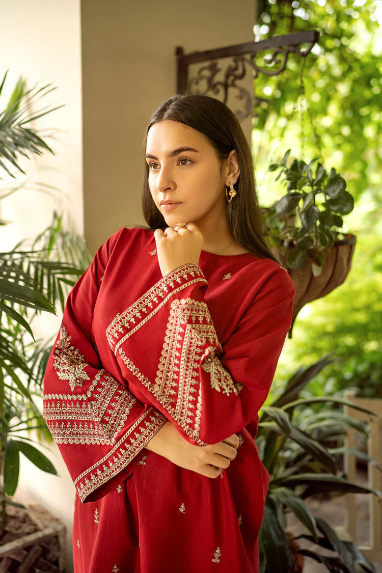 BrandsInn-2PC DHANAK EMBROIDERED SHIRT AND EMBROIDRED TROUSER-BI-131