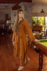 BrandsInn-2PC DHANAK EMBROIDERED SHIRT AND EMBROIDRED TROUSER-BI-135