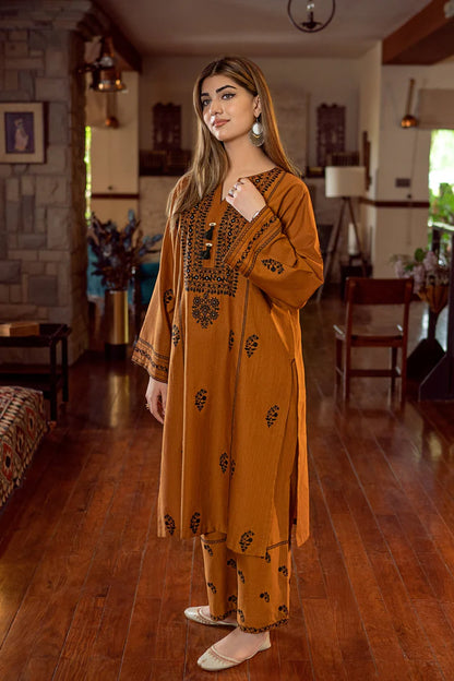 BrandsInn-2PC DHANAK EMBROIDERED SHIRT AND EMBROIDRED TROUSER-BI-135