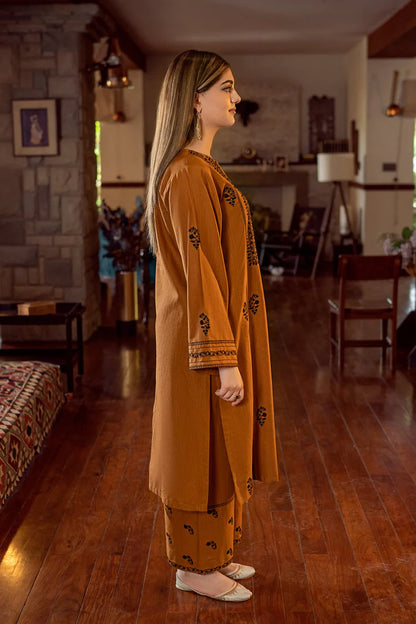 BrandsInn-2PC DHANAK EMBROIDERED SHIRT AND EMBROIDRED TROUSER-BI-135