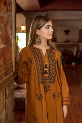 BrandsInn-2PC DHANAK EMBROIDERED SHIRT AND EMBROIDRED TROUSER-BI-135