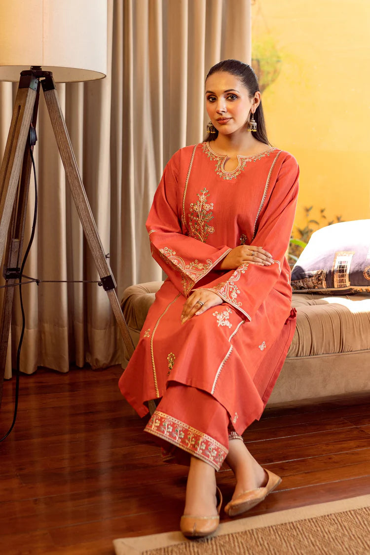 BrandsInn-2PC DHANAK EMBROIDERED SHIRT AND EMBROIDRED SLEEVES-BI-130