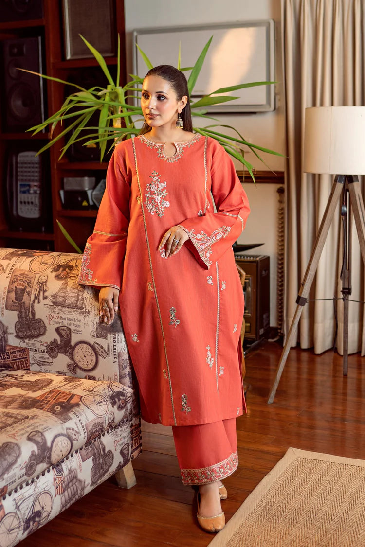 BrandsInn-2PC DHANAK EMBROIDERED SHIRT AND EMBROIDRED SLEEVES-BI-130