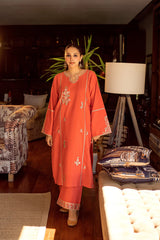 BrandsInn-2PC DHANAK EMBROIDERED SHIRT AND EMBROIDRED SLEEVES-BI-130