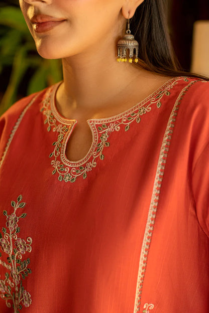 BrandsInn-2PC DHANAK EMBROIDERED SHIRT AND EMBROIDRED SLEEVES-BI-130