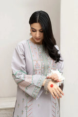 BrandsInn- 3PC DHANAK EMBROIDERED SHIRT WITH WOOL PRINTED SHAWL & EMB TROUSER-BI-4089