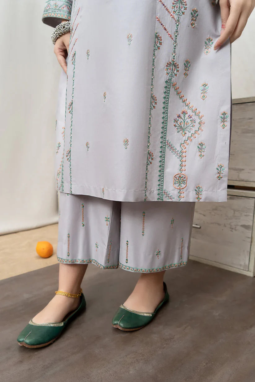 BrandsInn- 3PC DHANAK EMBROIDERED SHIRT WITH WOOL PRINTED SHAWL & EMB TROUSER-BI-4089