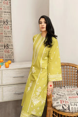 BrandsInn-3PC DHANAK EMBROIDERED SHIRT WITH COUTURE WOOL PRINT SHAWL AND EMB TROUSER-BI-4134