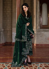 BrandsInn-3PC DHANAK EMBROIDERED SHIRT WITH DHANAK EMBROIDERED SHAWL AND EMB TROUSER-BI-5044