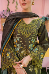 BrandsInn - 3PC LAWN EMBROIDERED SHIRT WITH CHIFFON PRINTED DUPATTA AND TROUSER-BI-3807