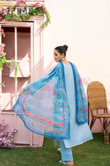 BrandsInn-3PC LAWN EMBROIDERED SHIRT WITH CHIFFON PRINTED DUPATTA AND TROUSER-BI-3806