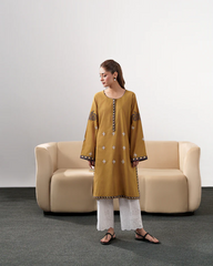 BrandsInn-3PC DHANAK EMBROIDERED SHIRT WITH DHANAK SHAWL AND EMB TROUSER-BI-4335
