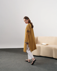 BrandsInn-3PC DHANAK EMBROIDERED SHIRT WITH DHANAK SHAWL AND EMB TROUSER-BI-4335