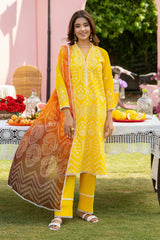 BrandsInn - 3PC LAWN EMBROIDERED SHIRT WITH CHIFFON PRINTED DUPATTA AND TROUSER -BI-0144