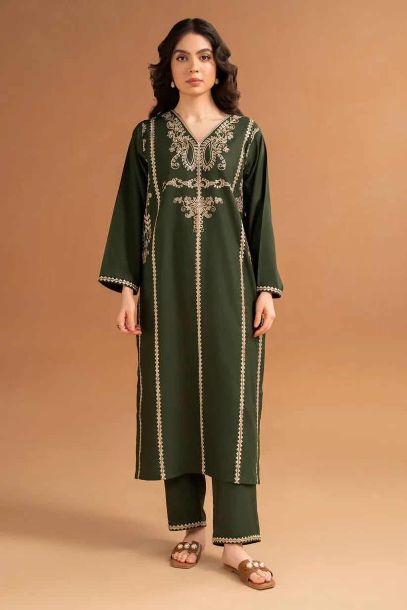 BrandsInn-2PC LAWN EMBROIDRED SHIRT WITH LAWN EMBROIDRED TROUSR-BI-3463