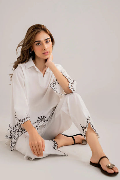 BrandsInn-2PC DHANAK EMBROIDERED SHIRT WITH DHANAK EMBROIDERED TROUSER-BI-3303