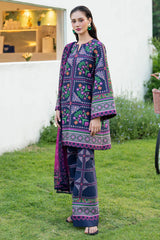 BrandsInn-3PC KHADDAR PRINTED SHIRT WITH KHADDAR PRINTED DUPATTA AND PRINTED TROUSER-BI-2628