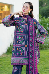 BrandsInn-3PC KHADDAR PRINTED SHIRT WITH KHADDAR PRINTED DUPATTA AND PRINTED TROUSER-BI-2628