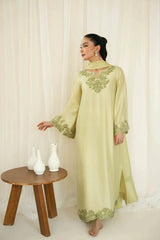 BrandsInn-3PC-RAW SILK HAND EMBELLISHED SHIRT EMBROIDRED SOFT SILKDUPATTA AND RAW SILK EMBROIDERED TROUSER-BI_5142
