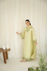 BrandsInn-3PC-RAW SILK HAND EMBELLISHED SHIRT EMBROIDRED SOFT SILKDUPATTA AND RAW SILK EMBROIDERED TROUSER-BI_5142