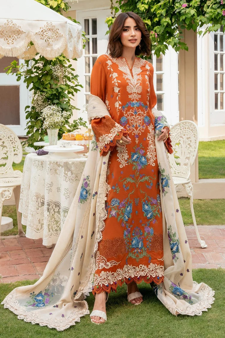 BrandsInn-3PC KARANDI EMBROIDERED SHIRT WITH KARANDI EMBROIDERED SHAWL AND TROUSER-BI-5290