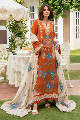 BrandsInn-3PC KARANDI EMBROIDERED SHIRT WITH KARANDI EMBROIDERED SHAWL AND TROUSER-BI-5290