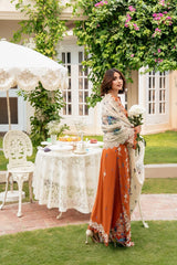 BrandsInn-3PC KARANDI EMBROIDERED SHIRT WITH KARANDI EMBROIDERED SHAWL AND TROUSER-BI-5290