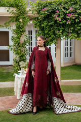 MUSHQ-3PC KARANDI EMBROIDERED SHIRT WITH KARANDI EMBROIDERED SHAWL AND TROUSER-BI-5303