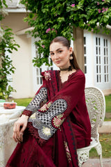 MUSHQ-3PC KARANDI EMBROIDERED SHIRT WITH KARANDI EMBROIDERED SHAWL AND TROUSER-BI-5303
