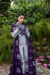 BrandsInn-3PC DHANAK EMBROIDERED SHIRT WITH DHANAK EMBROIDERED SHAWL AND TROUSER-BI-5291