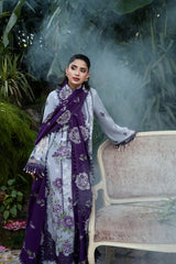 BrandsInn-3PC DHANAK EMBROIDERED SHIRT WITH DHANAK EMBROIDERED SHAWL AND TROUSER-BI-5291