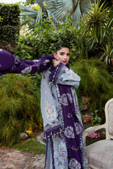 BrandsInn-3PC DHANAK EMBROIDERED SHIRT WITH DHANAK EMBROIDERED SHAWL AND TROUSER-BI-5291