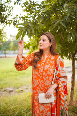 BrandsInn-3PC LAWN DIGITAL PRINTED SHIRT WITH SILK PRINTED DUPATTA AND PRINTED TROUSER-BI-030