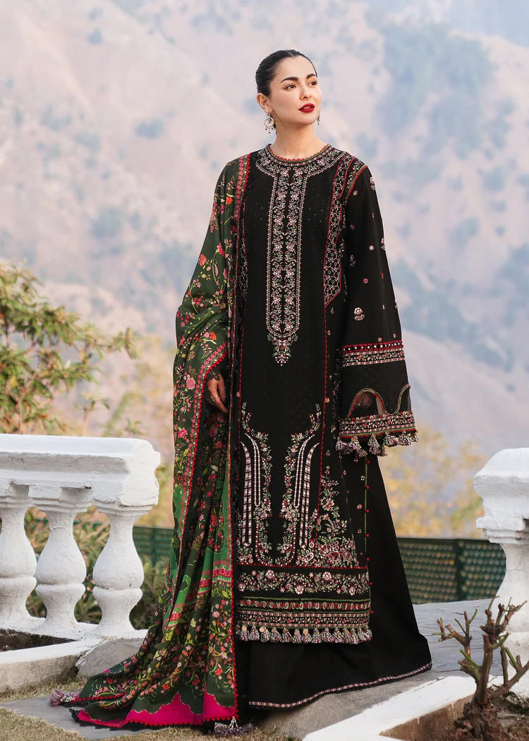BrandsInn-3PC KARANDI EMBROIDERED SHIRT WITH COURTRAI PRINTED SHAWL AND TROUSER- BI-4261