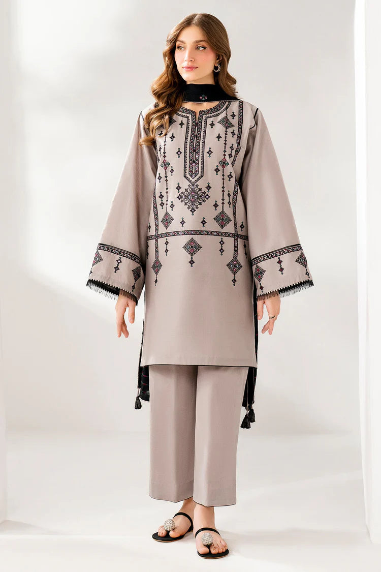 BrandsInn-3PC DHANAK EMBROIDERED SHIRT WITH CHIFFON EMB DUPATTA AND TROUSER-BI-4192