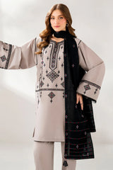 BrandsInn-3PC DHANAK EMBROIDERED SHIRT WITH CHIFFON EMB DUPATTA AND TROUSER-BI-4192
