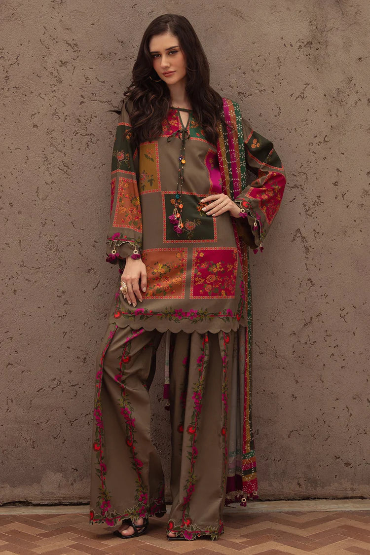 BrandsInn-3PC KHADDAR PRINTED SHIRT WITH KHADDAR PRINTED DUPATTA AND PRINT TROUSER-BI-