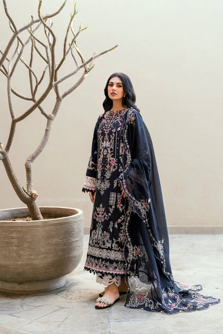 BrandsInn-3PC DHANAK EMBROIDERED SHIRT WITH CHIFFON EMBROIDERED DUPATTA & TROUSER-BI-4229