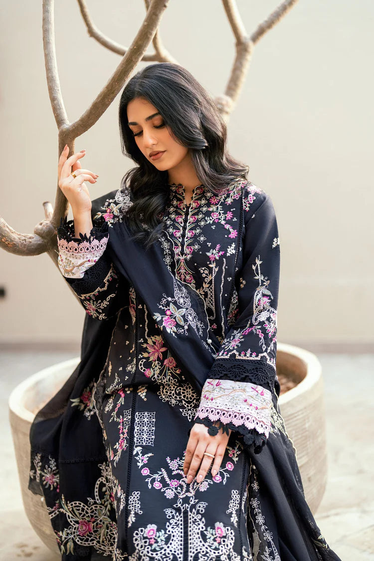 BrandsInn-3PC DHANAK EMBROIDERED SHIRT WITH CHIFFON EMBROIDERED DUPATTA & TROUSER-BI-4229