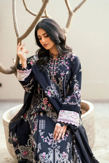 BrandsInn-3PC DHANAK EMBROIDERED SHIRT WITH CHIFFON EMBROIDERED DUPATTA & TROUSER-BI-4229
