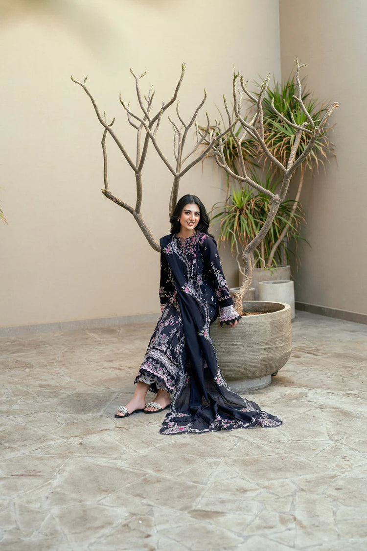 BrandsInn-3PC DHANAK EMBROIDERED SHIRT WITH CHIFFON EMBROIDERED DUPATTA & TROUSER-BI-4229